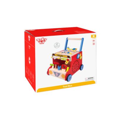 China Colorful/Safe/Environmental Colorful Kids Play Tool Set Wooden Bus Baby Walker for sale