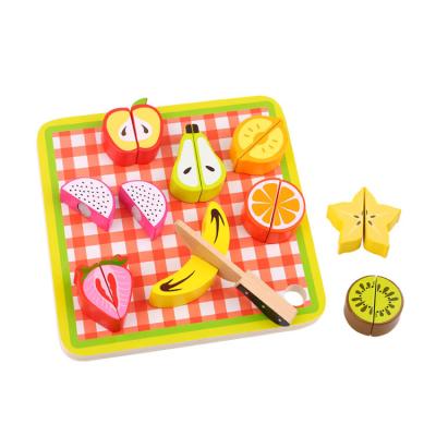 China 2020 New Design Colorful/Safe/Environmental Fruit Slicers Toy Fruit Set Wooden Cutting Wood for sale