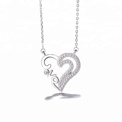 China Best Romantic Sterling Silver Necklace Custom 925 Sterling Silver Jewelry Love Heart Necklace Wholesale Sale for sale