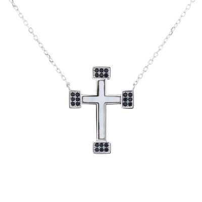 China Romantic 925 Sterling Silver Cross Pendant Necklace with Shell Charm Necklace for Gift for sale