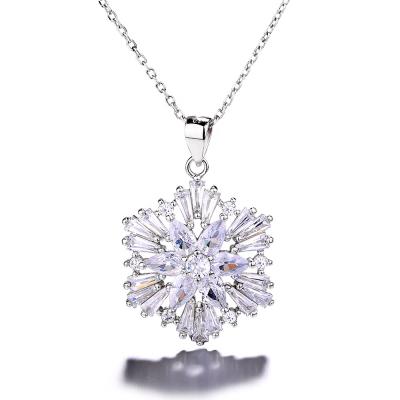 China Fashion Lady's CLASSIC Shiny Floral Color Diamond Sterling Silver 925 Necklace Pendant for sale