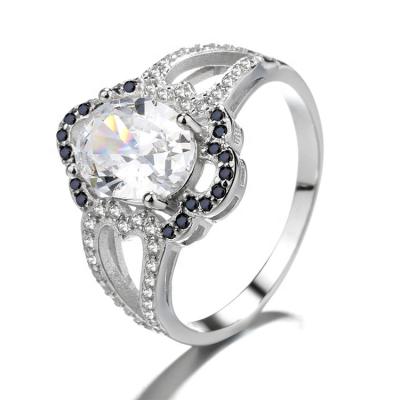 China 925 Silver Gemstone Sapphire Ring from Ring Elegant Women Zircon Stone Ring Designs 925 Silver Blue Sapphire for sale