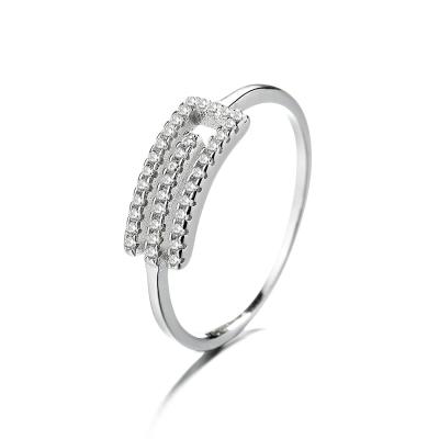 China TRENDY 925 Sterling Silver Jewelry CZ Stone Ring Hollow Finger Ring in Simple Design for sale