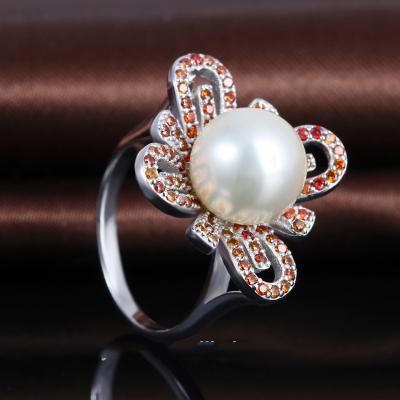 China Pearl Ring Fine Jewelry 925 Sterling Silver Butterfly Pearl Ribbon Butterfly Ring for sale