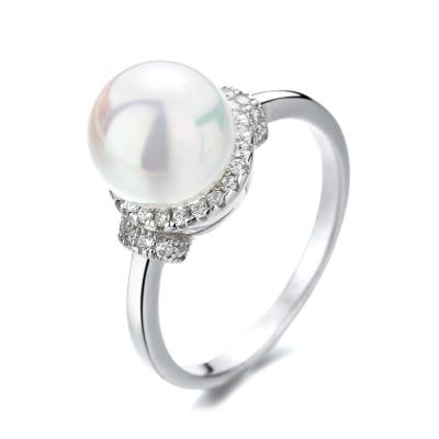 China TRENDY Trendy Women's Pearl Set With Design 925 Sterling Silver Engagement Pearl Ring for sale