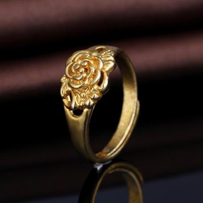 China Fashion Ring For Men And Women 18k Rose Gold Ring Brass Hand Batch Dubai Gold Glamor for sale