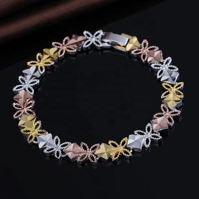 China Factory Direct Sale CLASSIC Jewelry Factory Metal Leaf Colorful Plated Copper Bracelet For Women for sale