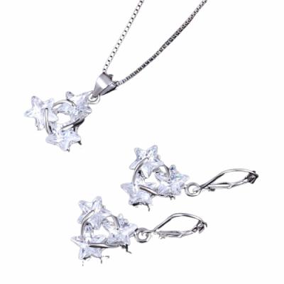 China Star Necklace Earrings Set Zircon 3A Stone Shape 925 Sterling Silver Necklace Set With Jewelry Sets Earrings for sale