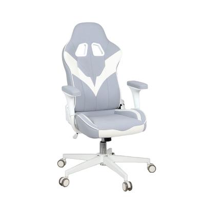 China (Size)Adjustable PU Leather Gaming Chair With Lights And Speakers Comfortable Computer Chair Gray And White Racing Gamer Gaming Chairs for sale