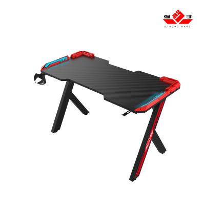 China Other factory wholesale custom made carbon fiber black single gaming desk led light gaming desk for sale