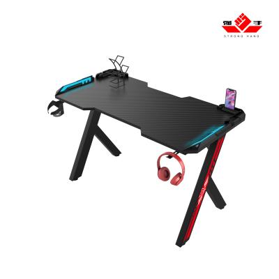 China Other R Shaped Black Ergonomic Gaming Desk Custom Factory Wholesale Minimalist Gamer Desk for sale