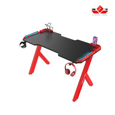 China Other R shaped led lights gaming red desktop esports custom ergonomic gamer desk for sale