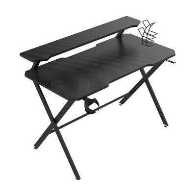 China Expandable Ergonomic Computer Gaming Table With Stand E-sports Gamer Desk Black Gaming Desk With Shelf for sale