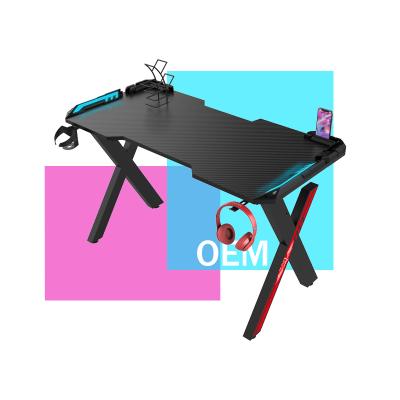 China Expandable Led X Shaped Black Custom Computer Desk Simple Gaming Desk Home Office for sale