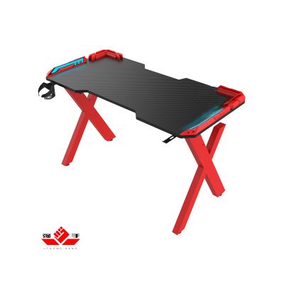 China Other X Shaped With Led String Lights Red Desk Carbon Fiber Custom Gamer Desks for sale