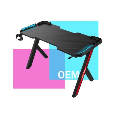 China Other R Shaped Led Black Carbon Fiber Custom Desk Lights Single Gaming Desks for sale