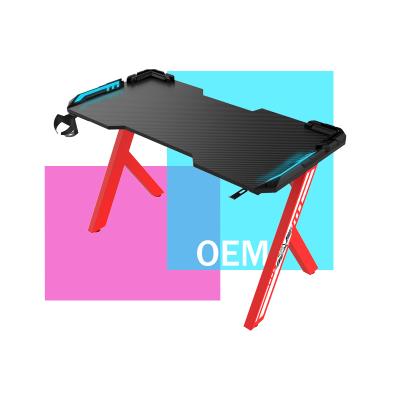 China Other R Shaped Gaming Desks Red Simple Custom Large Space Saving Deep Gaming Desk for sale