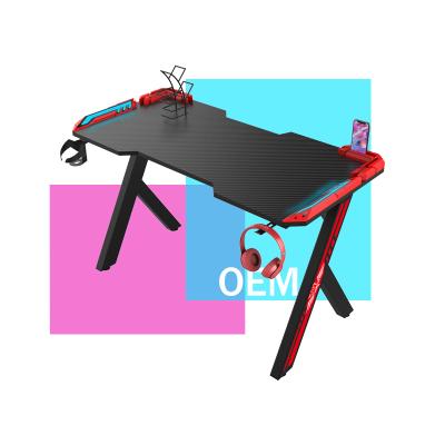 China Expandable Black Gaming Desk Led Ergonomic Gaming Desk Custom Esports Gamer Desk for sale