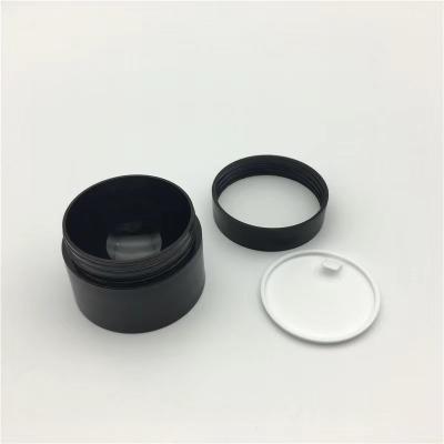 China Wholesale Cosmetic Luxury Matte Black Double Wall Face Cream Plastic Jar 30g 50g For Eye Cream for sale