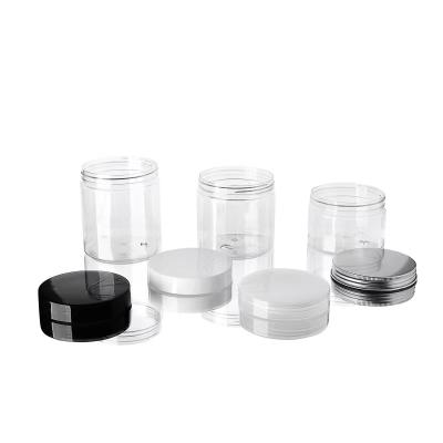 China Cosmetic Plastic Pet Round Clear Jar For Skin Care Cream 50ml Face Cream Cosmetic Jar for sale