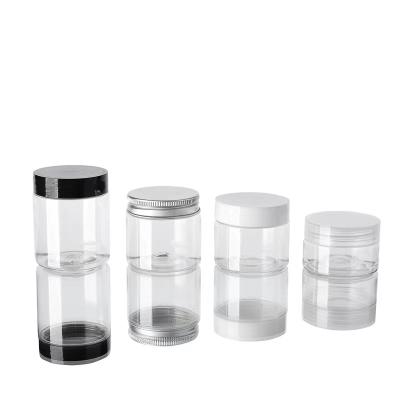 China Pet Cosmetic Packaging 10ml 20ml 30ml 50ml 120ml Container Plastic Jars With Plastic Lid For Cream for sale