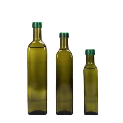 China Amber Marasca Dark Green Cooking Oil Glass Bottles For 100ml 250ml 500ml 750ml 1L Empty Round Square Bulk Food for sale