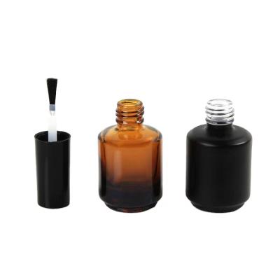 China Wholesale Cosmetic Clear Amber Matte Black Custom Glass Nail Polish Bottle Empty With Black Lid for sale