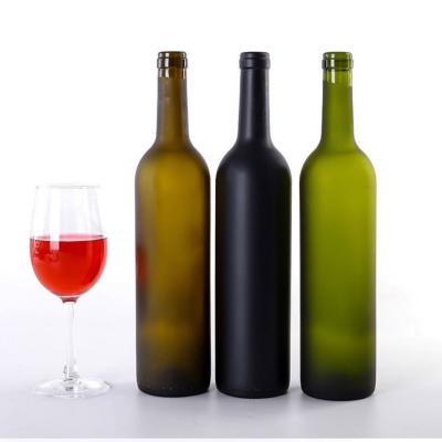 China Beverage Custom Design 500 Ml 750 Ml Clear Black Frosted Round Shape Liquor Glass Material Wine Bottle With Wood Cork for sale