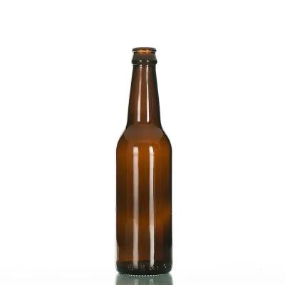 China Free Samples Beverage Food Grade Round Empty Glass Amber Beer Bottle Shape 8oz 12oz 16oz With Crown Cap for sale