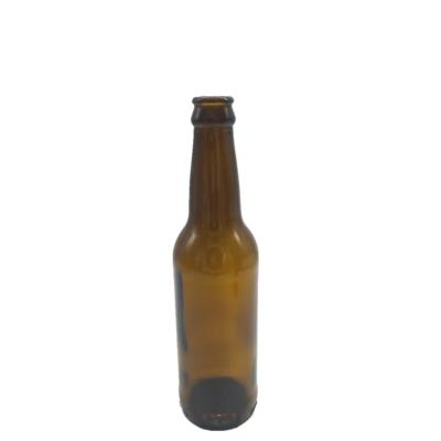 China Factory Wholesale 330ml 500ml Beverage Round Shaped Empty Glass Amber Beer Bottle With Crown Cap for sale