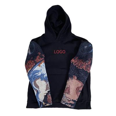 China Anti-wrinkle Tapestry Clothing Men Streetwear Custom Jacquard Woven Anime Tapestry Hoodie for sale