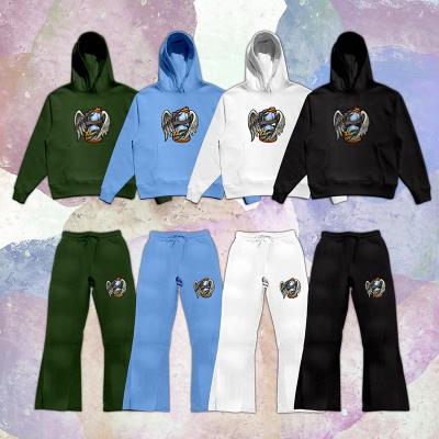 China Breathable China manufacture custom design logo sweatsuit flare tracker men's tracksuit pants and hoodie set for sale