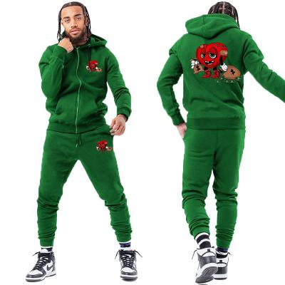 China Breathable Private label custom mens clothing sweatsuit set cotton slim fit graphic embroidery sports jogging hoodie tracksuit for men for sale