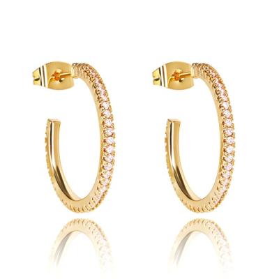 China Romantic Fancy CC Earrings 18k Gold Plated Brass CZ Earrings Dangling Stud Earrings For Women Christmas for sale