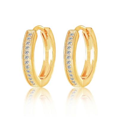 China Luxury Fashion 18K Gold Plated Hoop Earrings Huggiel Circle Stud Earrings For Women Zircon Stud Earrings for sale