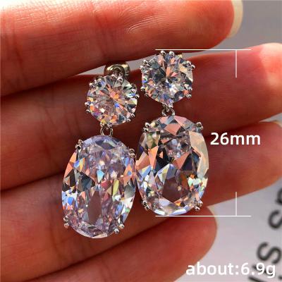 China New Design 2021 FASHIONABLE Hot Sale Colorful Cubic Zircon Big Diamond Drop Earring For Women for sale