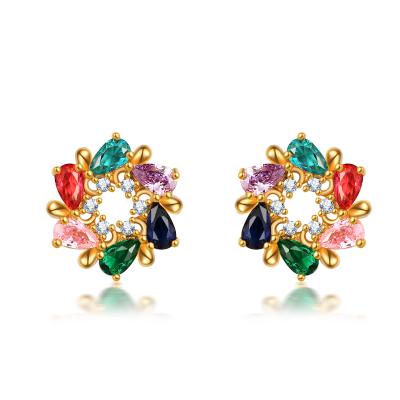 China 2020 Ethnic Trendy Spanish Style Rainbow Flower Shaped Earring Stud For Women And Ladies for sale