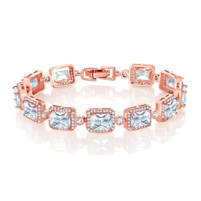 China Fashion TRENDY Wholesale White Gold Plated Rose Gold Colorful Zircon Ladies Bracelet for sale