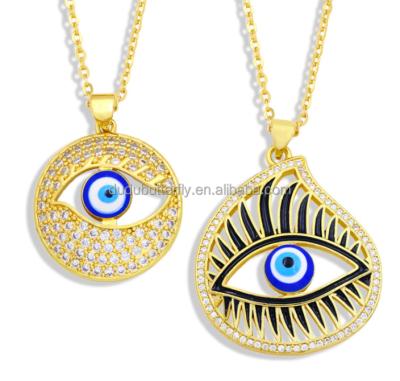 China 2021 Hot Sale TRENDY Evil Eye Necklace 18k Gold Plated Enamel Jewelry Pendant Necklace For Women Ladies for sale