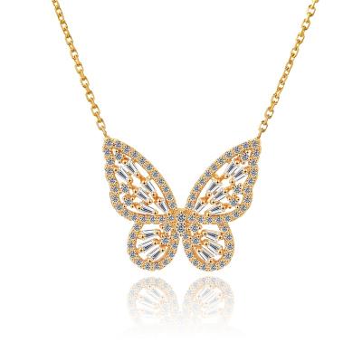 China 2020 Hot Selling Custom Butterfly Necklace 18k Gold Plated Zircon Necklace TRENDY Pendant Women for sale