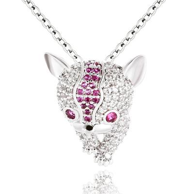 China Fashion Jewelry Cute Animal Dog Shape White Gold Zircon Plated Pendent Necklace For Women for sale