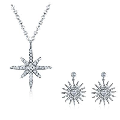 China Women CLASSIC Bridal Hexagram And Sunshine Jewelery Set CLASSIC Hexagram Pendant Necklace Earring Jewelry Set for sale