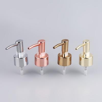 China Non Spill Customize 28/410 Plastic UV Gold Lotion Pump ABS Pink Personal Cosmetic Cream Shampoo Pump For Hotel for sale