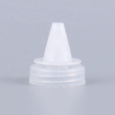 China Non Puddle Mouth 38 400 Tip Spout Along High Quality Plastic Bottle Sharp Top Twist Compression Covers Bottle Lids for sale