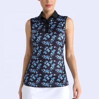 China QUICK DRY Women Flowers Printing Sleeveless Golf Shirts for sale