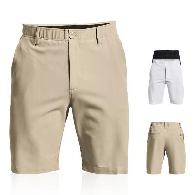 China Custom White Solid Color Quick Dry Moisture Wicking Logo Golf Polyester Men's Casual Shorts for sale