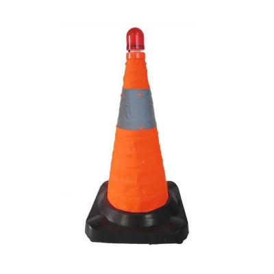 China Collapsible base body height500mm traffic rubber nylon rubber collapsible road traffic cone for sale