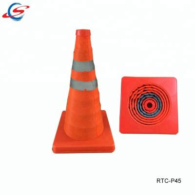 China Plastic Night Roadside Emergency Use Universal Auto Collapsible Safety Traffic Cone With LED Light for sale