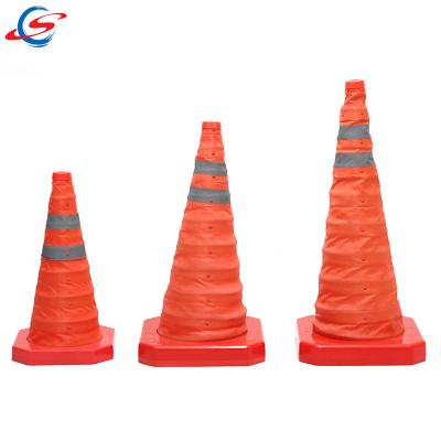 China Plastic PP 70cm PP Cone Base Retractable Barrier , Collapsible Traffic Cone for sale