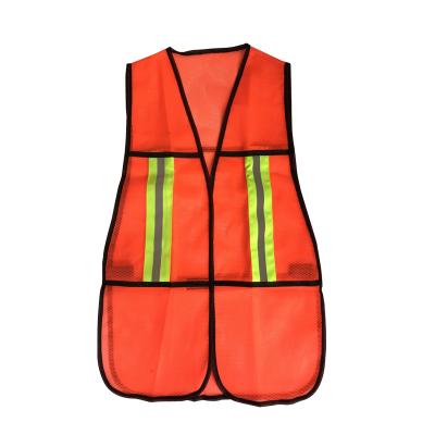 China 120GSM Neon Orange 100%Polyester Mesh Occupational Safety Vest With Reflective Stripes for sale